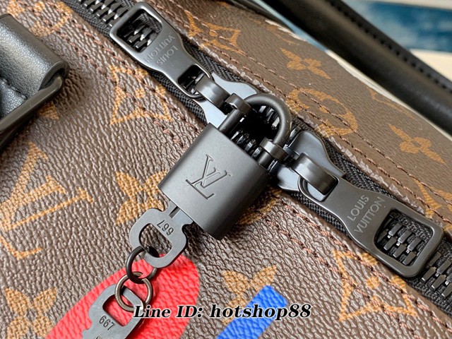 路易威登LV旅行包 LV男士大號行李袋 M44642老花 KEEPALL 50旅行袋 LV男士手提肩背包 xxlv1181